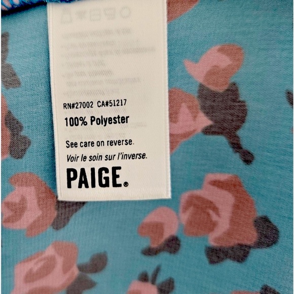 Paige Bestia Floral Print Tiered Teal With Magneta Flowers Midi Skirt - Picture 9 of 11